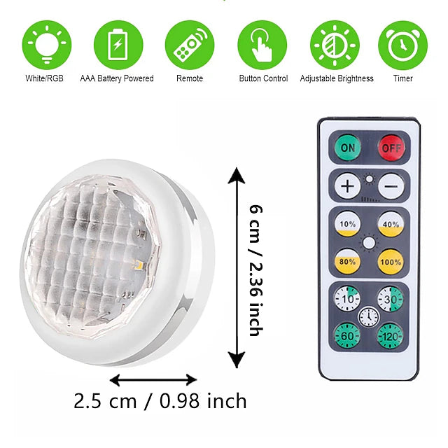 3Pack LED Night Light Remote Control Stepless Dimming Cabinet Light