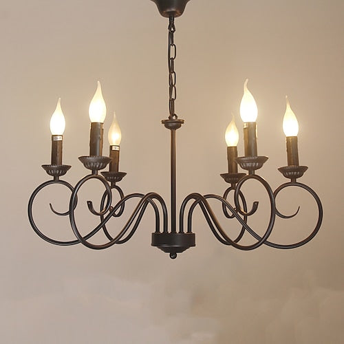 Chandelier Metal Vintage Style Black Copper 70cm Candle Style Classic