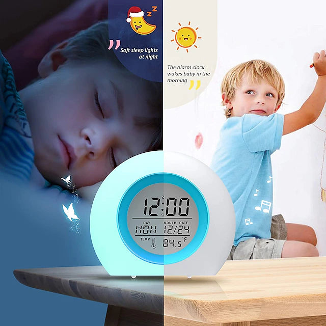 Color Changing LED Light Digital Alarm Clocks Touch Control Kids Children Wake Up Alarm Clock