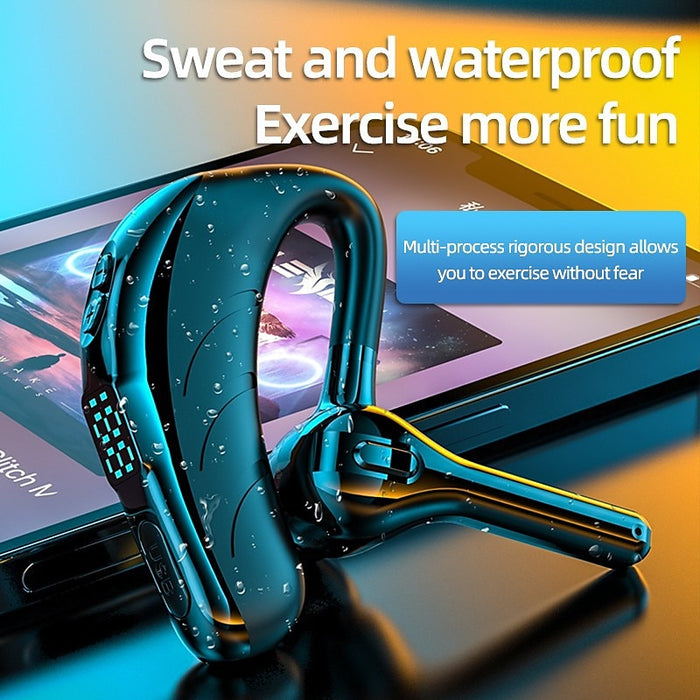 Hands Free Telephone Driving Headset Ear Hook Bluetooth 5.2 Waterproof Sports Built-in Mic