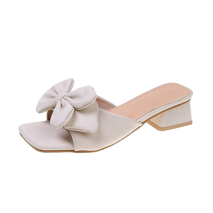 Women's Sandals Plus Size Daily Summer Bowknot Chunky Heel Open Toe Elegant Casual