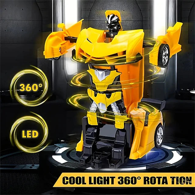 Remote Control Transform Car Robot Toy With Lights Deformation RC Car 360Rotating Stunt Race Car Toys