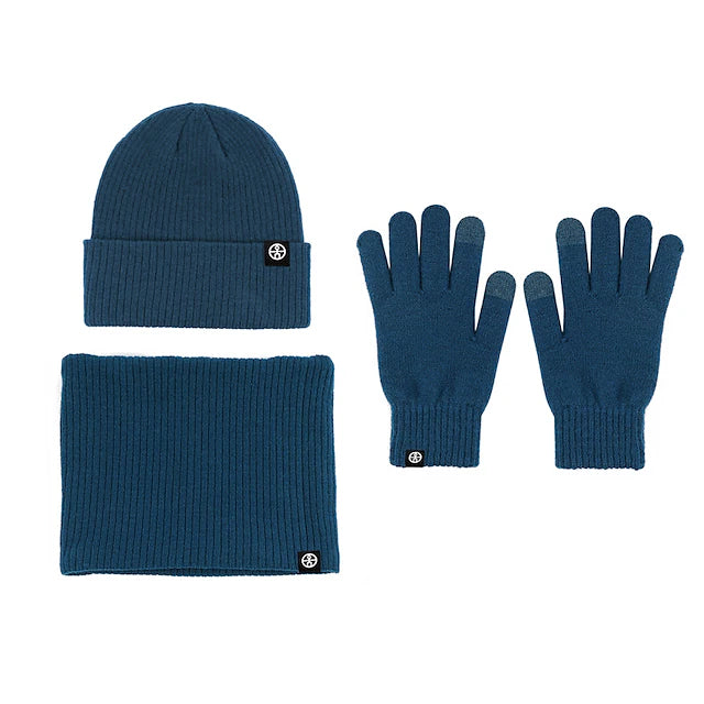 Men's Women's Hat Scarf Gloves Set Outdoor Winter Thermal Warm