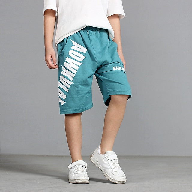 Kids Boys Shorts Letter Soft Shorts Outdoor Fashion Cool Light Blue Black Light Grey Mid Waist