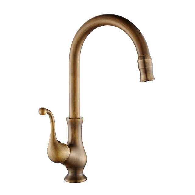 Kitchen Faucet,Antique Brass Single Handle One Hole Standard Spout Centerset