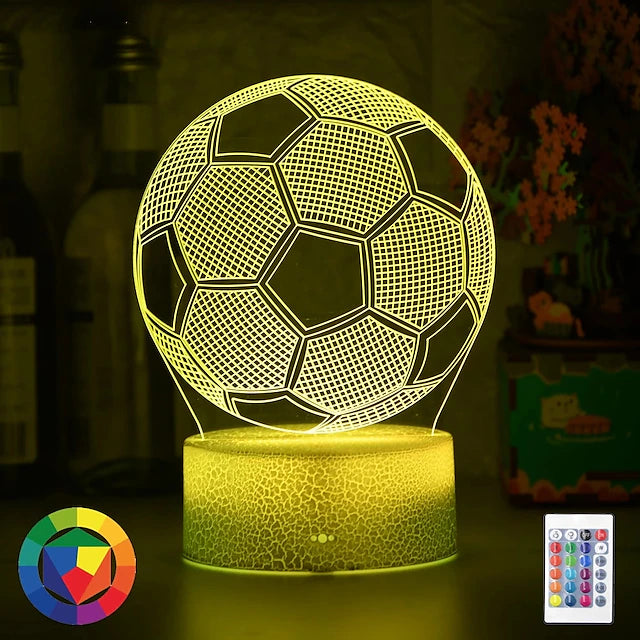 3d Illusion Night Light Soccer Ball Touch Sensor Remote Night Light for Kids