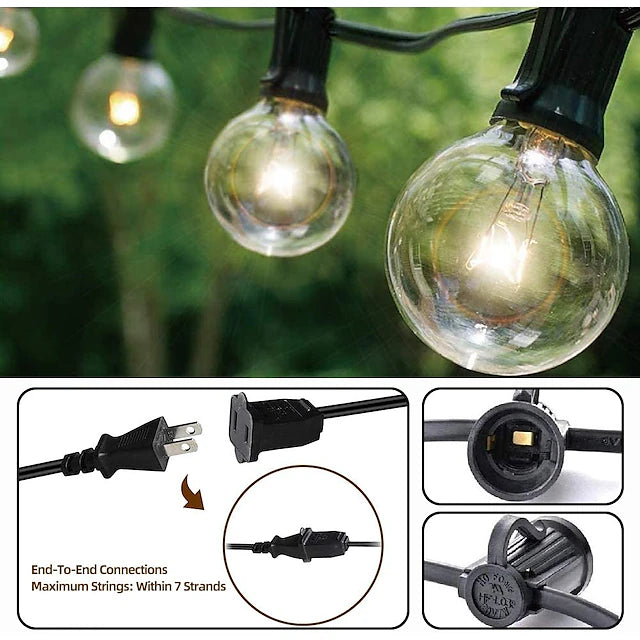 3m G40 Globe String Lights Outdoor Hanging Patio Lights with 10 Clear Bulbs