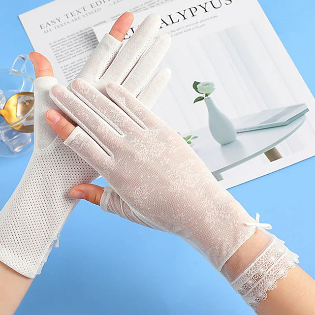 Women UV Sun Protection Driving Gloves Touchscreen Arm Sun Block Gloves