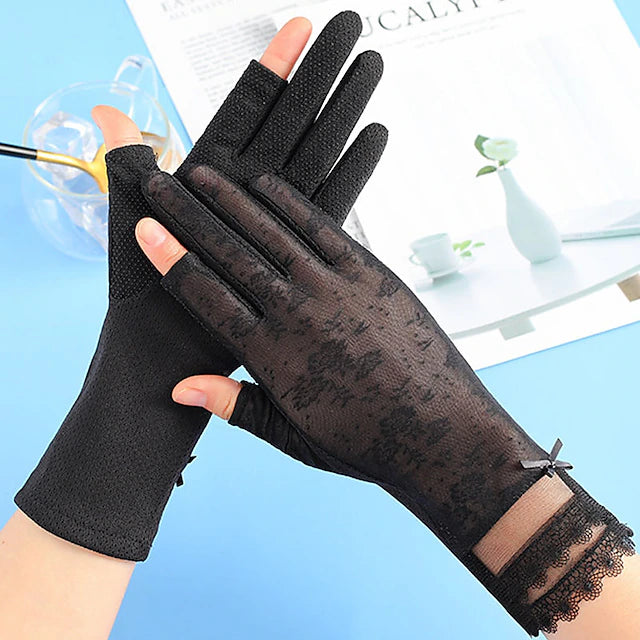 Women UV Sun Protection Driving Gloves Touchscreen Arm Sun Block Gloves