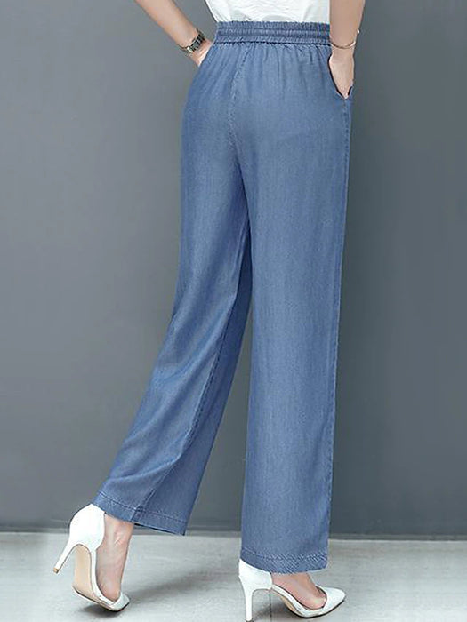 Women's Jeans Pants Trousers Polyester Pocket Baggy High Waist