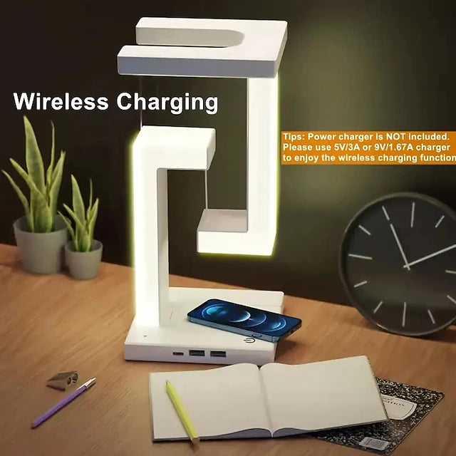 Creative LED Desk Lamp Floating Desk Lamp With Wireless and USB Charging Table Lamp for Office Home