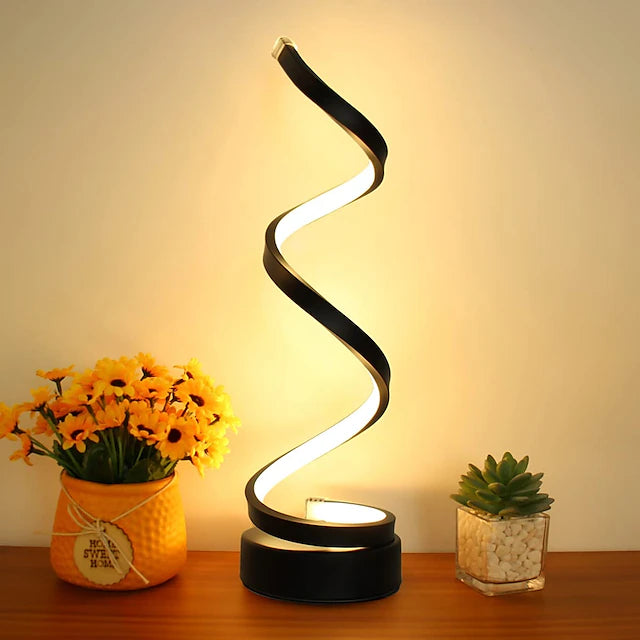 LED Spiral Table Lamp Modern Three-gear Dimming USB Power Button Switch