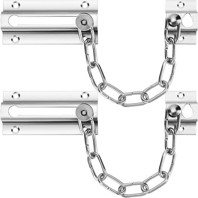 2 Pack Door Chain Lock, Premium Chain Door Lock, Thickened Door Lock Chain with 12 Screws, Stainless Steel Chain