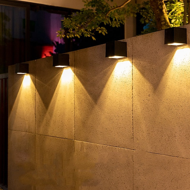 2pcs Solar LED Wall Light Warm White/RGB 2 Modes Lighting Outdoor Garden Square