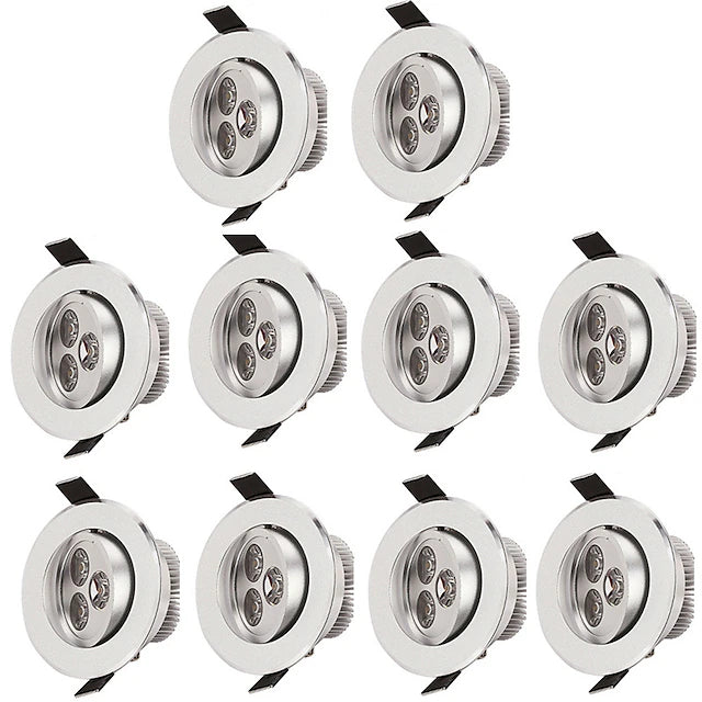 10pcs 3 W 300 lm 3 LED Beads Easy Install Recessed LED Ceiling Lights