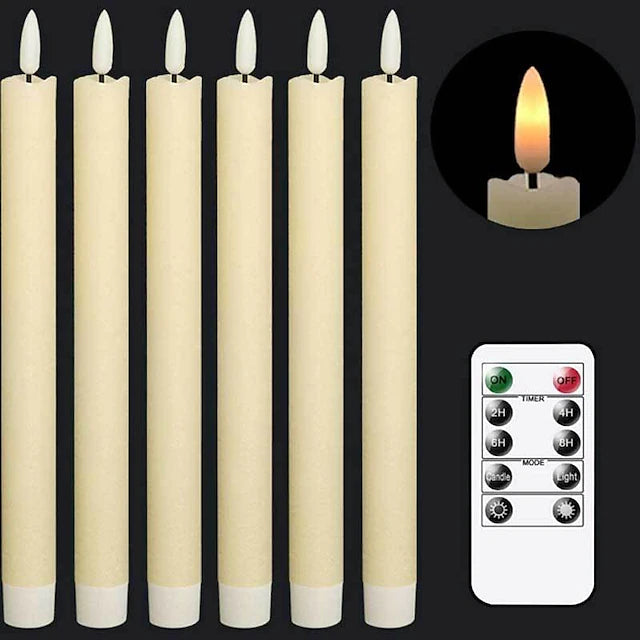 LED Candle Flameless Ivory Taper Candles Flickering with 10-Key Remote LED