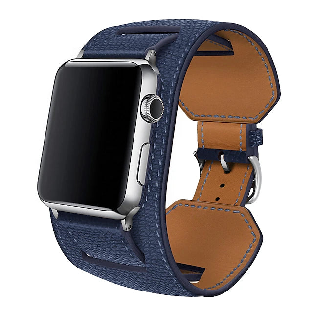 Genuine Leather Smart Watch Band Compatible with Apple iWatch 49mm 45mm 44mm 42mm 41mm 40mm 38mm Sreies Ultra SE 8 7 6 5 4 3 2 1 for Smartwatch