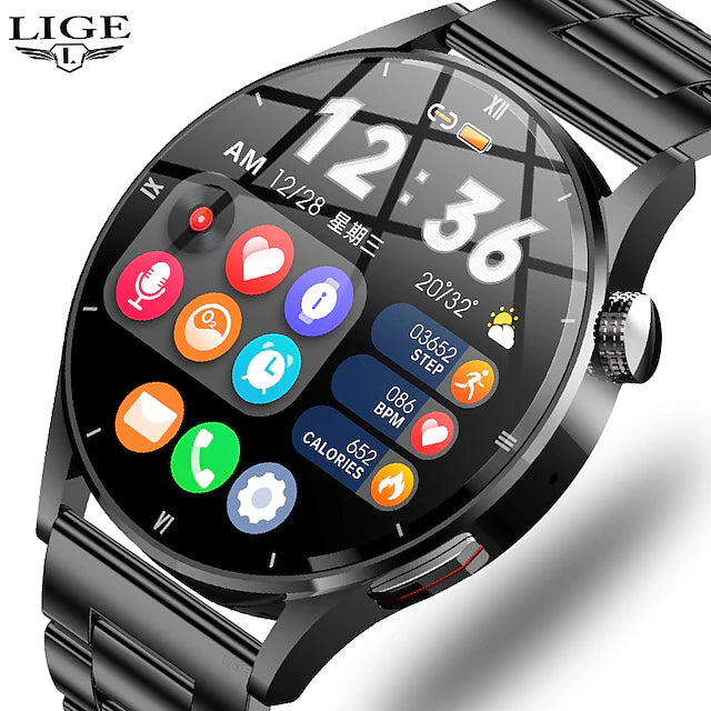 LIGE BW0398 Smart Watch 1.32 inch Smartwatch Fitness Running Watch Bluetooth