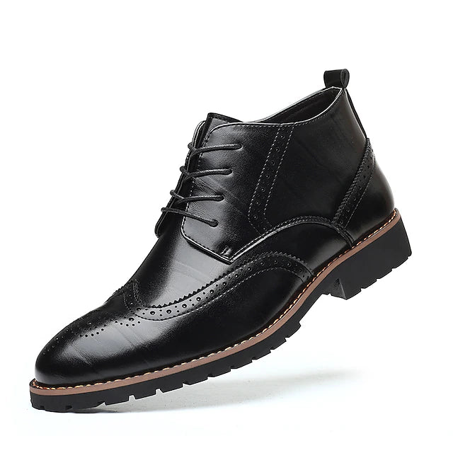 Men's Boots Brogue Dress Shoes Lug Sole Walking Casual Daily Leather