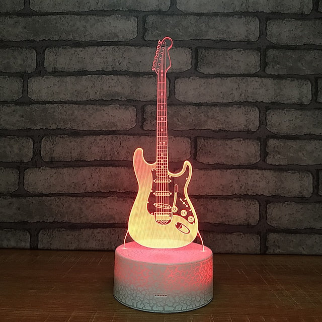 3D Illusion Lamp Electric Guitar Decor Night Light for Kids 7 Colors