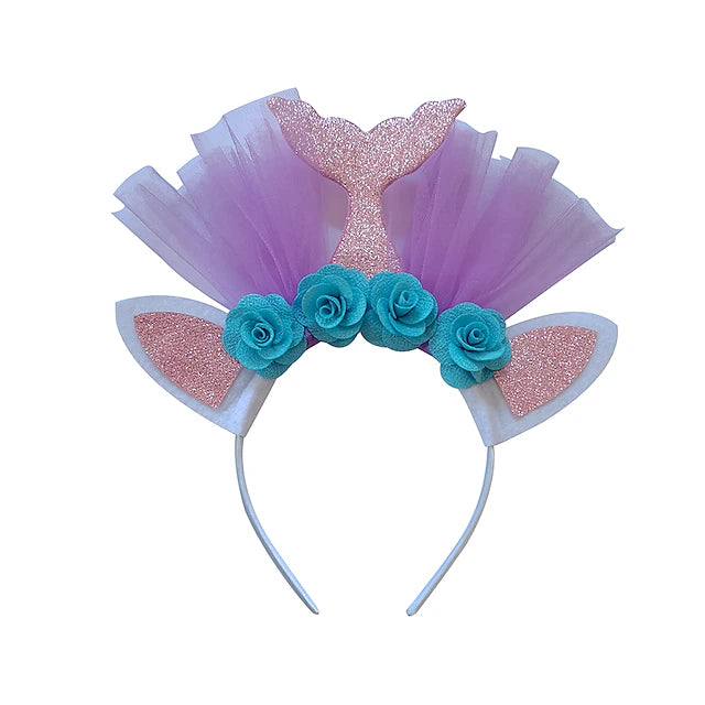 Kids Girls' Sweet Party / Birthday Mermaid Tail Animal Polyester Hair Accessories / Headband Blue / Purple / Blushing Pink One-Size