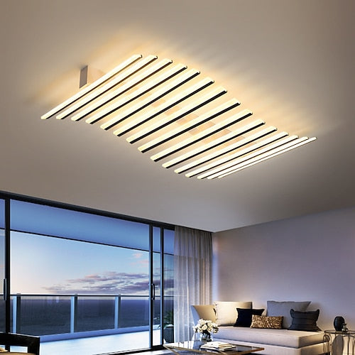 Rectangular Geometric LED Ceiling Lamp 12/15 Head Dimmable Chandelier for Bedroom Livingroom