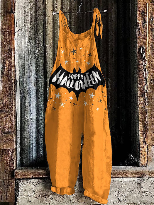 Women's Jumpsuit halloween pumpkin bat Print Print Crew Neck Holiday Party Going out