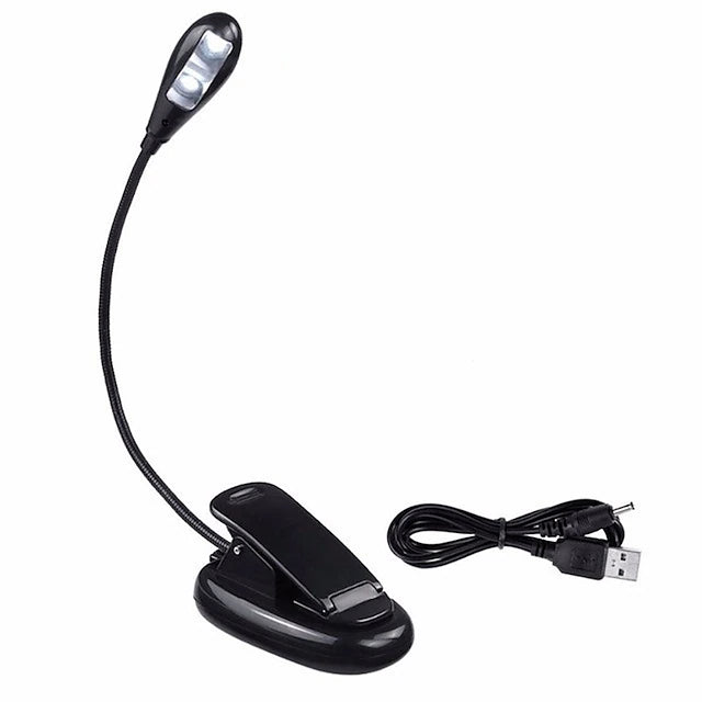 LED Clip On Book Reading Bed Light Lamp Rechargeable Portable Reading
