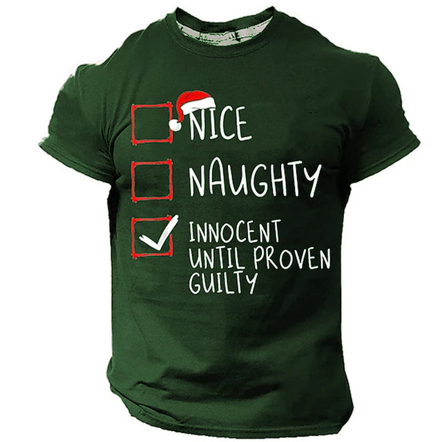 Christmas Men's Funny Christmas 3D T-shirts Graphic Letter Hat Daily Designer Retro Vintage