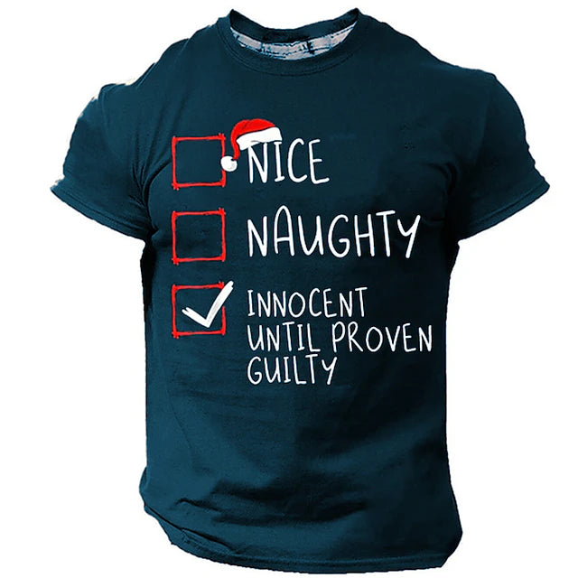 Christmas Men's Funny Christmas 3D T-shirts Graphic Letter Hat Daily Designer Retro Vintage