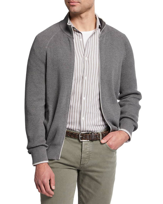 Men's Cardigan Sweater Zip Sweater Sweater Jacket Cropped Sweater Ribbed Knit Regular Zipper Side Pockets