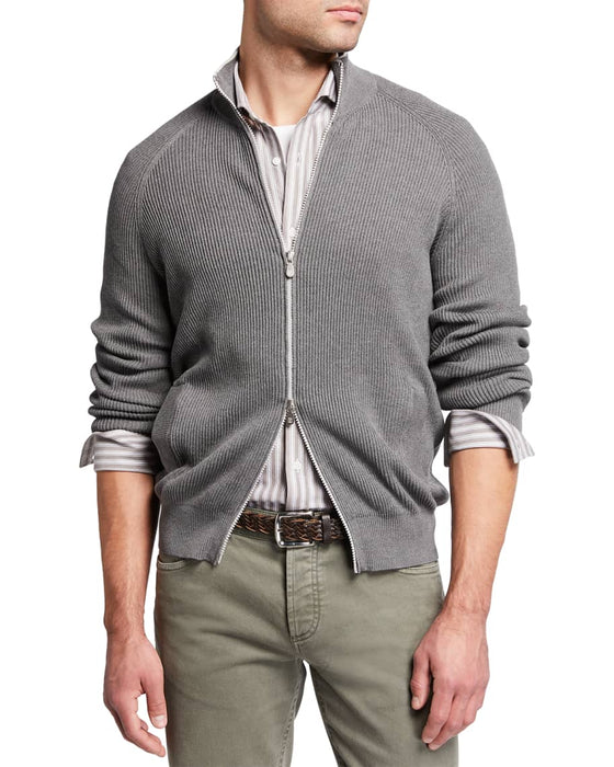 Men's Cardigan Sweater Zip Sweater Sweater Jacket Cropped Sweater Ribbed Knit Regular Zipper Side Pockets
