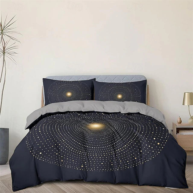 100% Cotton Duvet Cover Set Universe Pattern Comforter Set Soft 3-Piece Luxury Bedding Set