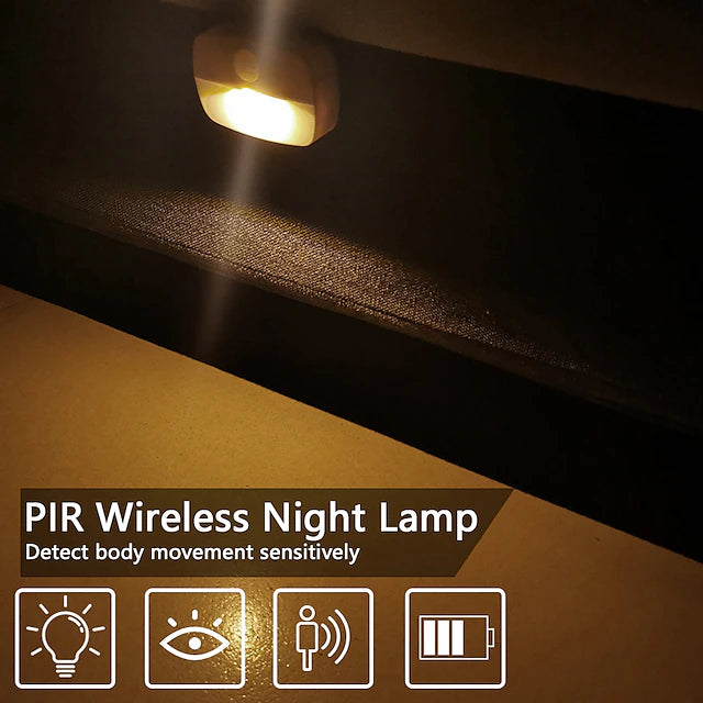 2/6 pcs LED Motion Sensor Light Battery Operated Wireless Wall Lamp