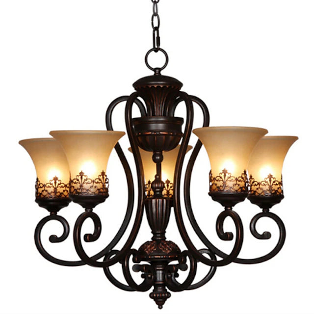 5-Light 68 cm Candle Style Chandelier Metal Glass Painted Finishes Vintage 110-120V / 220-240V / E26 / E27