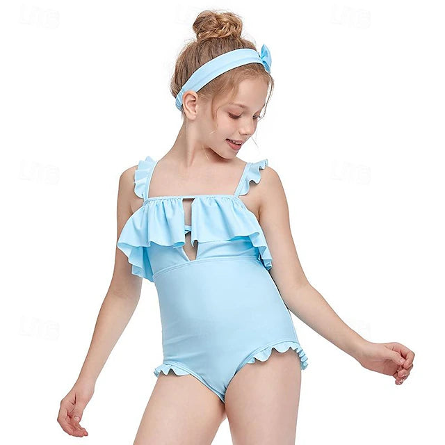 Toddler Swimsuit Kids Baby Girls Summer One-Piece Bow Print One-Piece Swimsuit