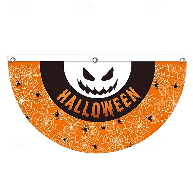 Halloween Decorations Flag Bunting Half Fan Flag Halloween Yard Hanging Bunting