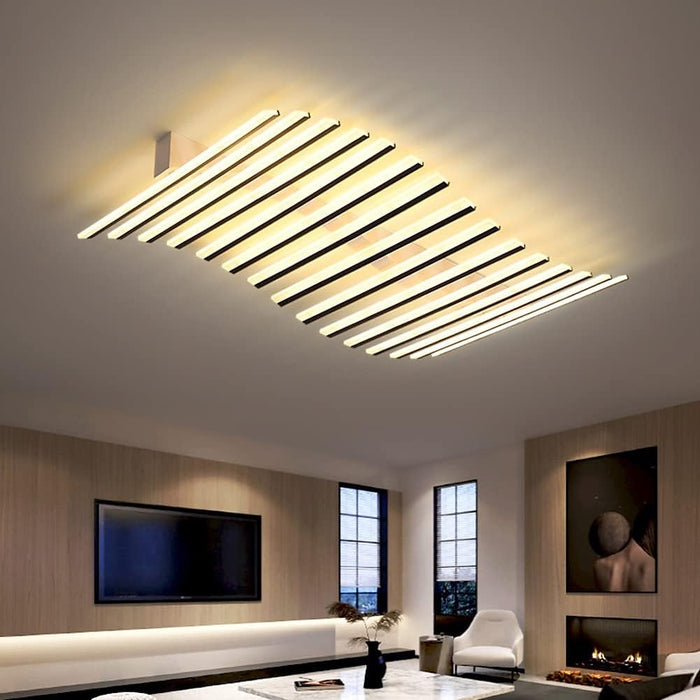 Rectangular Geometric LED Ceiling Lamp 12/15 Head Dimmable Chandelier for Bedroom Livingroom