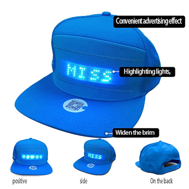 Unisex Bluetooth LED Mobile Phone APP Controlled Baseball Hat Scroll Message
