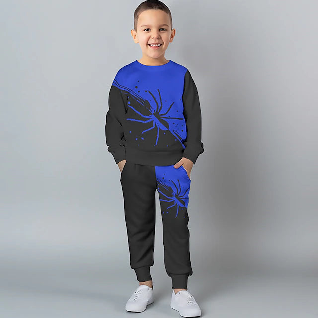 Boys 3D Spider Sweatshirt & Pants Set Long Sleeve 3D Printing Fall Winter Active Fashion