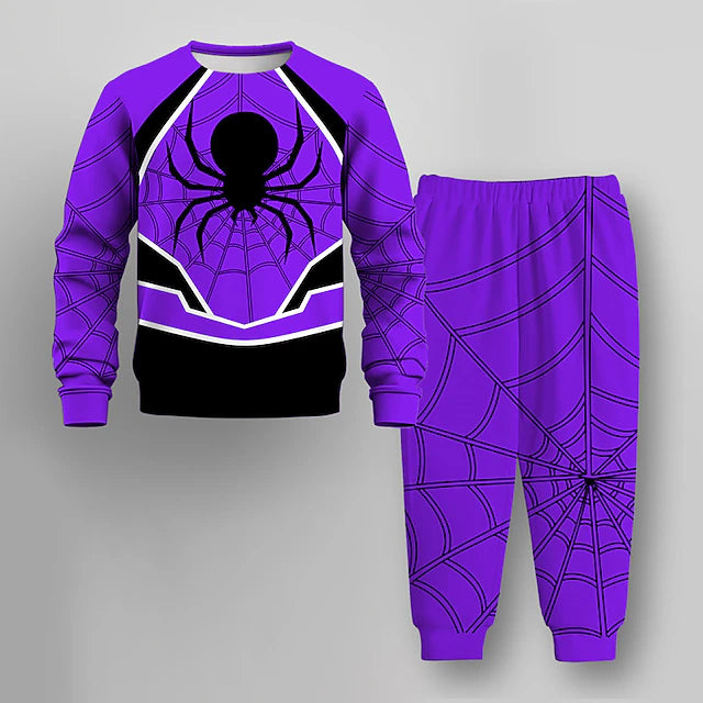 Boys 3D Spider Sweatshirt & Pants Set Long Sleeve 3D Printing Fall Winter Active Fashion