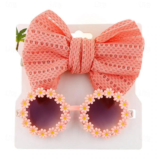 2-Piece Baby Girl Beach Accessory Set - Adorable Butterfly Hairband & Floral Sunglasses - Perfect Gift for Fun in the Sun!