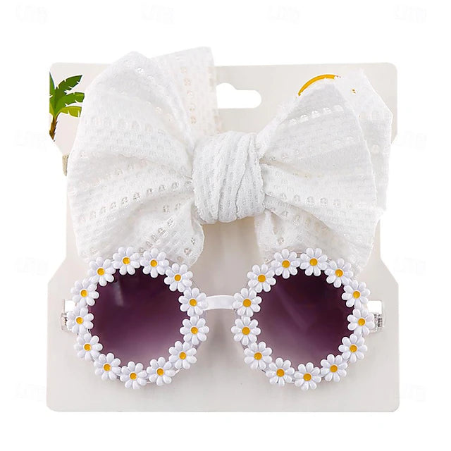 2-Piece Baby Girl Beach Accessory Set - Adorable Butterfly Hairband & Floral Sunglasses - Perfect Gift for Fun in the Sun!