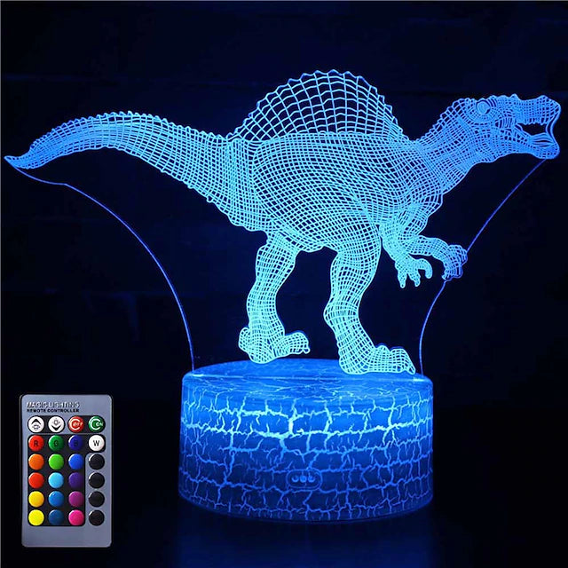 3D Dinosaur Night Light Illusion Lamp 16 Color Change Decor Lamp with Remote Control