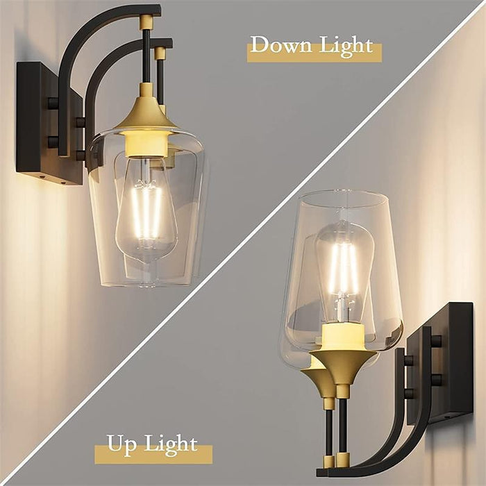Modern Vanity Light 2/3/4/5-Light Bathroom Light Fixtures with Pretty Glass Shade Black Gold