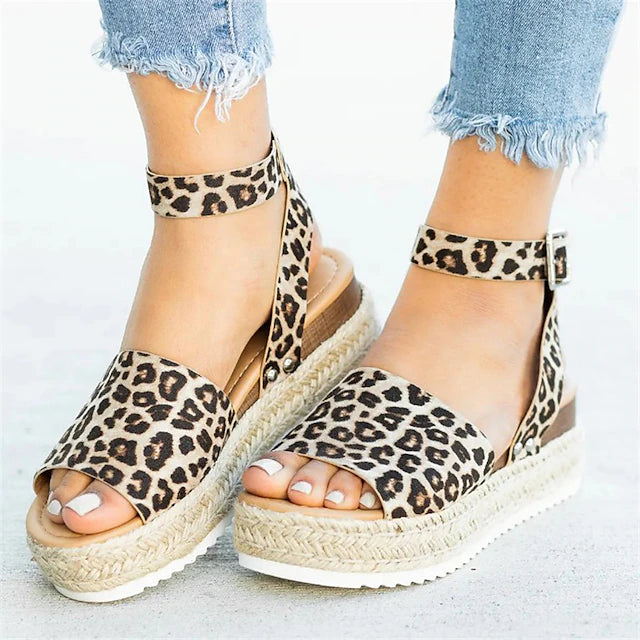Women's Sandals Plus Size Comfort Shoes Daily Solid Color Summer High Heel Hidden Heel Open Toe