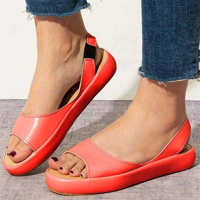 Women's Sandals Slip-Ons Plus Size Comfort Shoes Daily Solid Color Summer Flat Heel