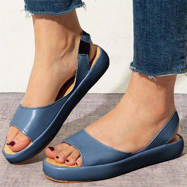 Women's Sandals Slip-Ons Plus Size Comfort Shoes Daily Solid Color Summer Flat Heel