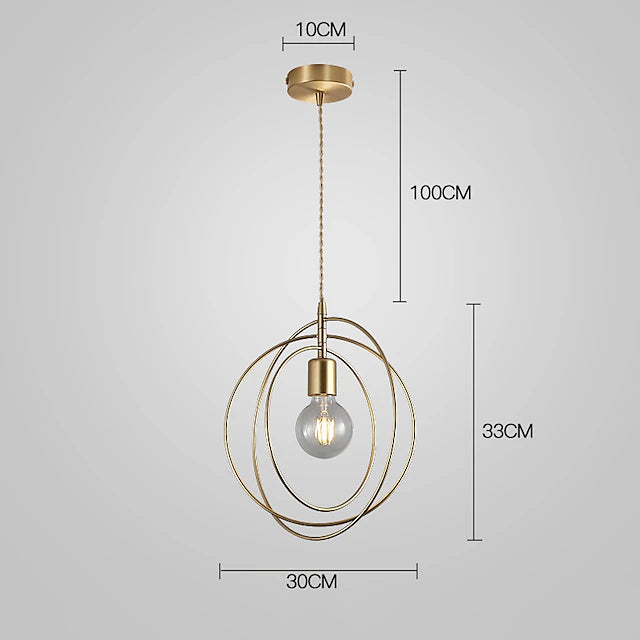 28 cm Globe Design Geometric Shapes Pendant Light Metal Modern Style