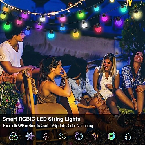 RGB G40 Bulb Light String LED Christmas Decor Fairy Garland Lights Bluetooth APP Remote